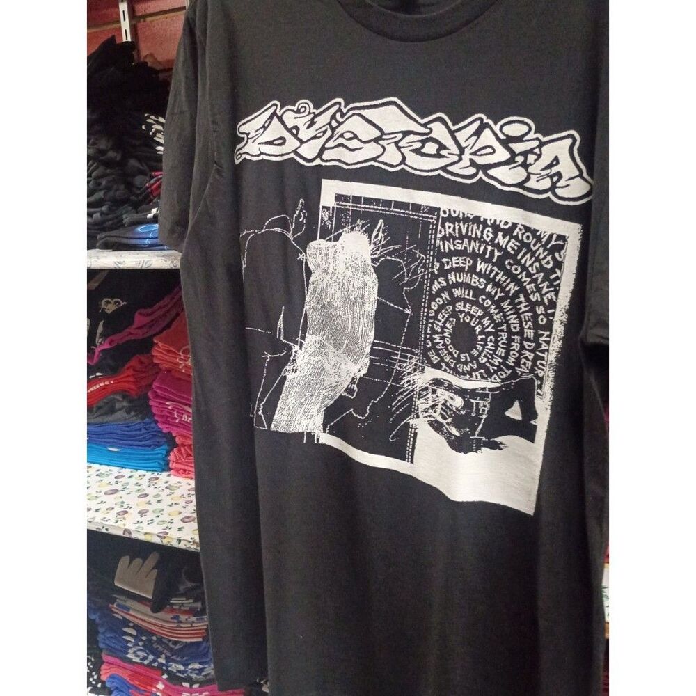 RARE DYSTOPIA SLEEP GRAPHIC SCREENPRINT COTTON TEE SIZE L large